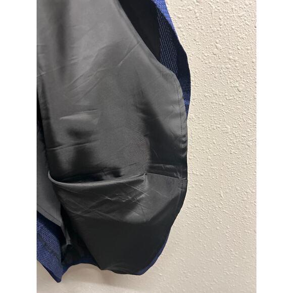 Black Label By Evan Picone Women's Blue Textured Floral Sleeveless Dress Size 10 - Picture 5 of 11